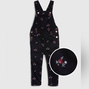 Gap Floral Velvet Overalls- Dark blue- 3T